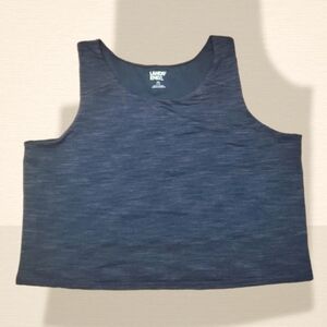 Lands' End Black Marled Crop Tank Top Sports Bra Plus Size XXL